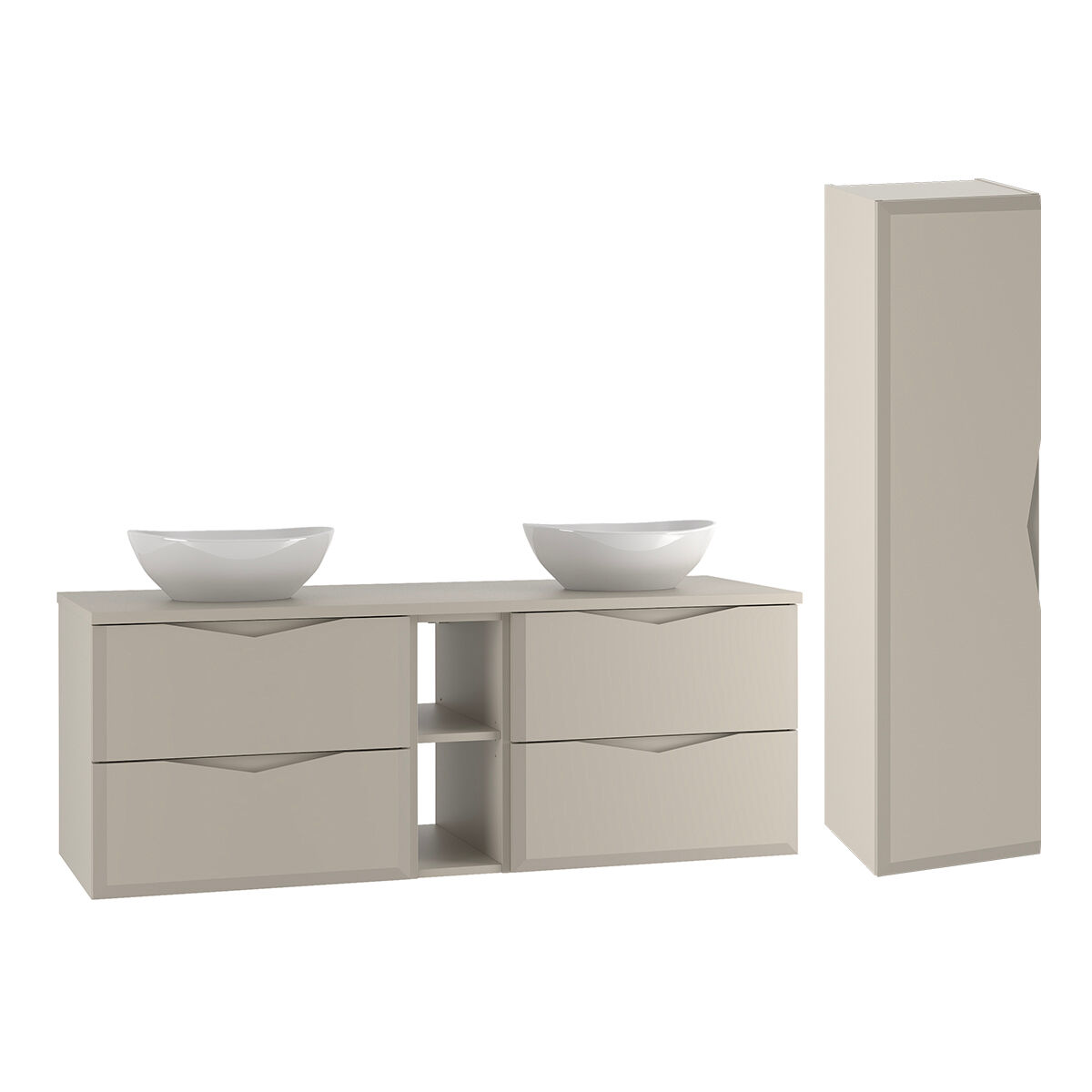 Conjunto de muebles con doble lavabo 2 compartimientos y columna Ellie