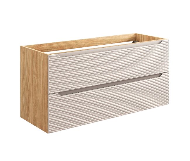 Mueble bajo lavabo 120cm 2 cajones elora beige y madera