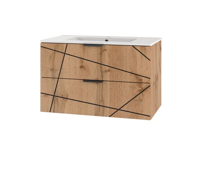 Mueble lavabo individual encastrado 80cm teren madera