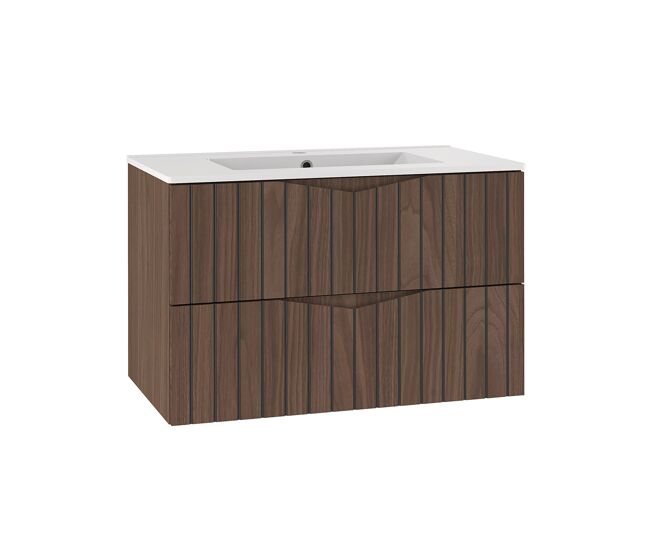 Mueble lavabo individual encastrado 80cm Siena madera y negro