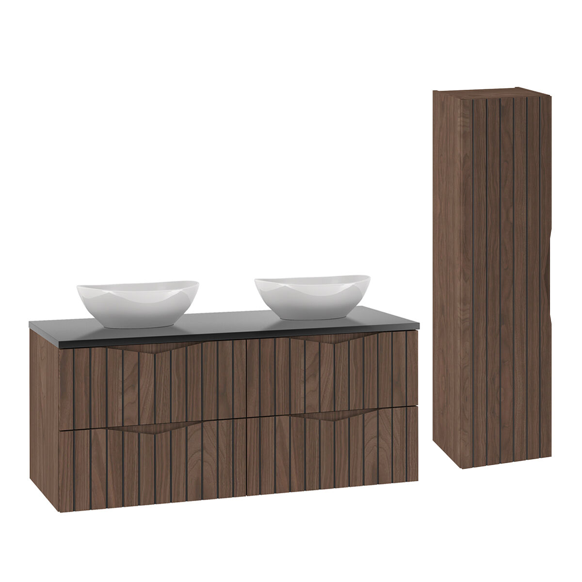 Conjunto de muebles doble lavabo y columna Siena