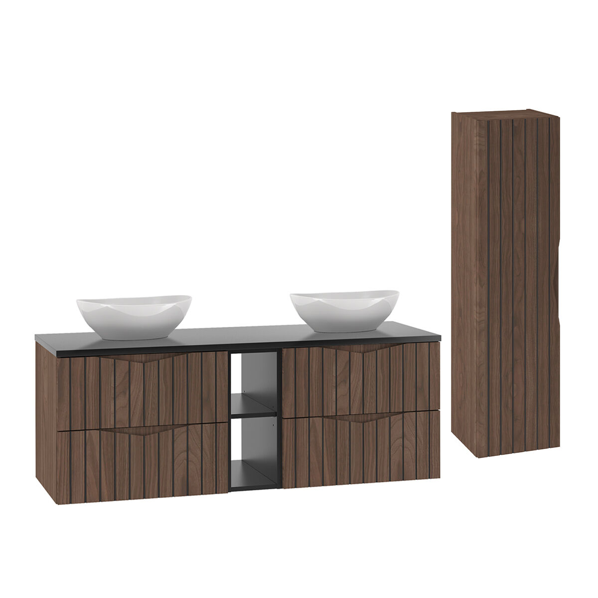 Conjunto de muebles con doble lavabo 2 compartimientos y columna Siena