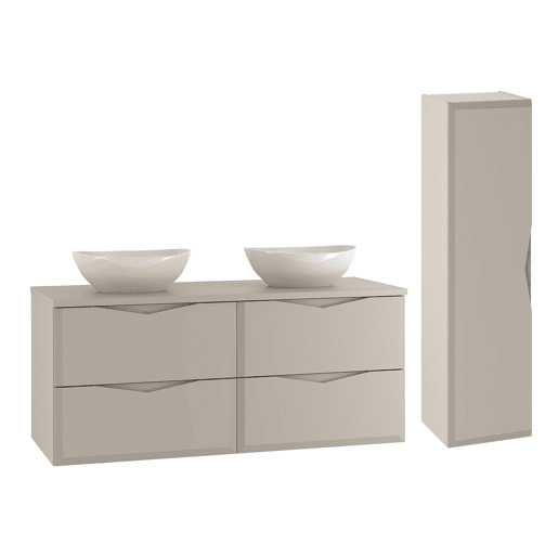Conjunto móvel duplo lavatório 120cm e coluna Ellie Caxemira