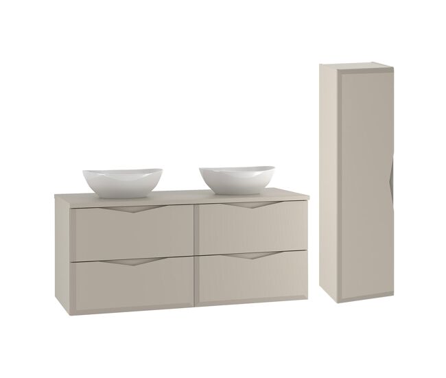 Conjunto de muebles con doble lavabo 120cm y columna ellie cachemira
