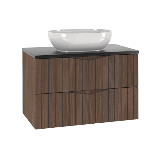 Lavatório individual 80cm Siena madeira e preto