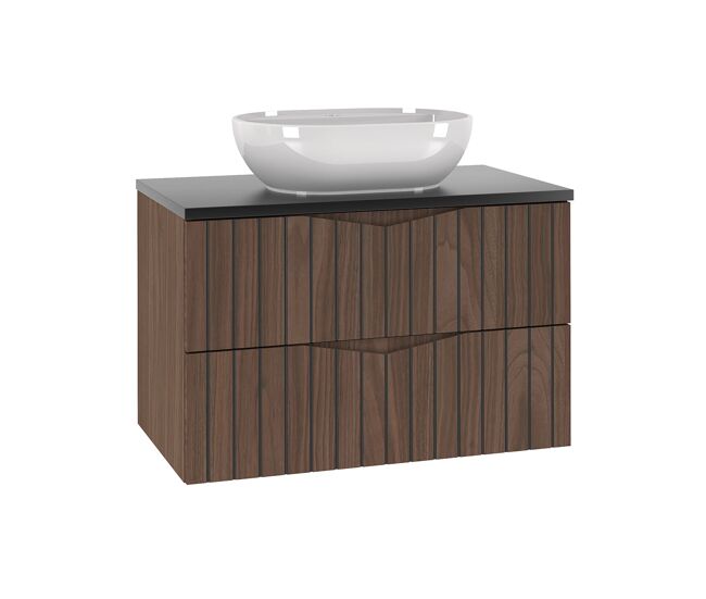 Mueble lavabo individual 80cm siena madera y negro