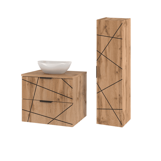 Conjunto de toucador individual Teren Madeira 60cm e coluna