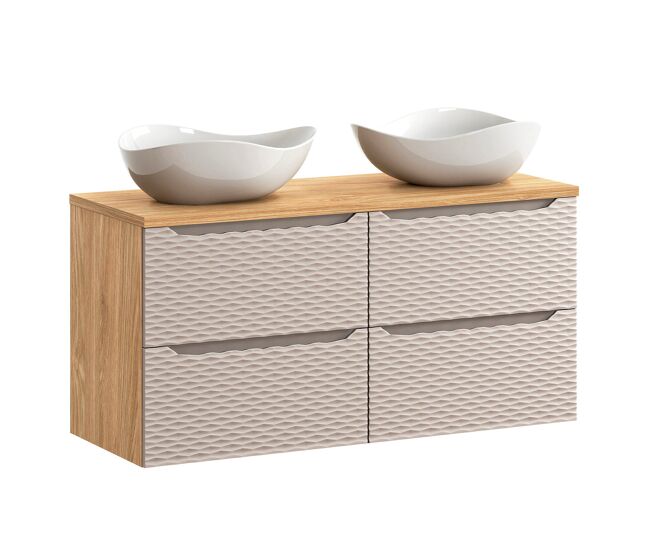 Mueble doble lavabo 120cm 4 cajones elora beige y madera cloud
