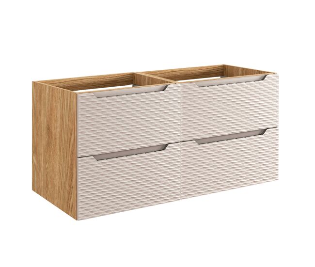 Mueble bajo lavabo 120cm 4 cajones elora beige y madera