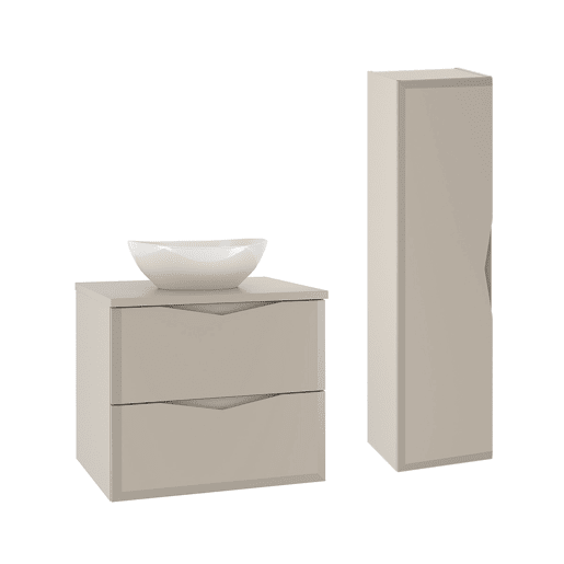 Conjunto móvel lavatório simples 60cm e coluna Ellie Caxemira