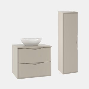Conjunto móvel lavatório simples 60cm e coluna Ellie Caxemira