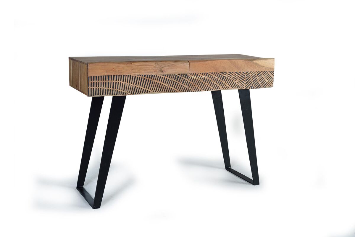 Consola de madera de acacia y metal 77x110x40