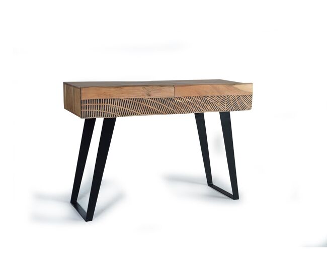Consola de madera de acacia y metal 77x110x40