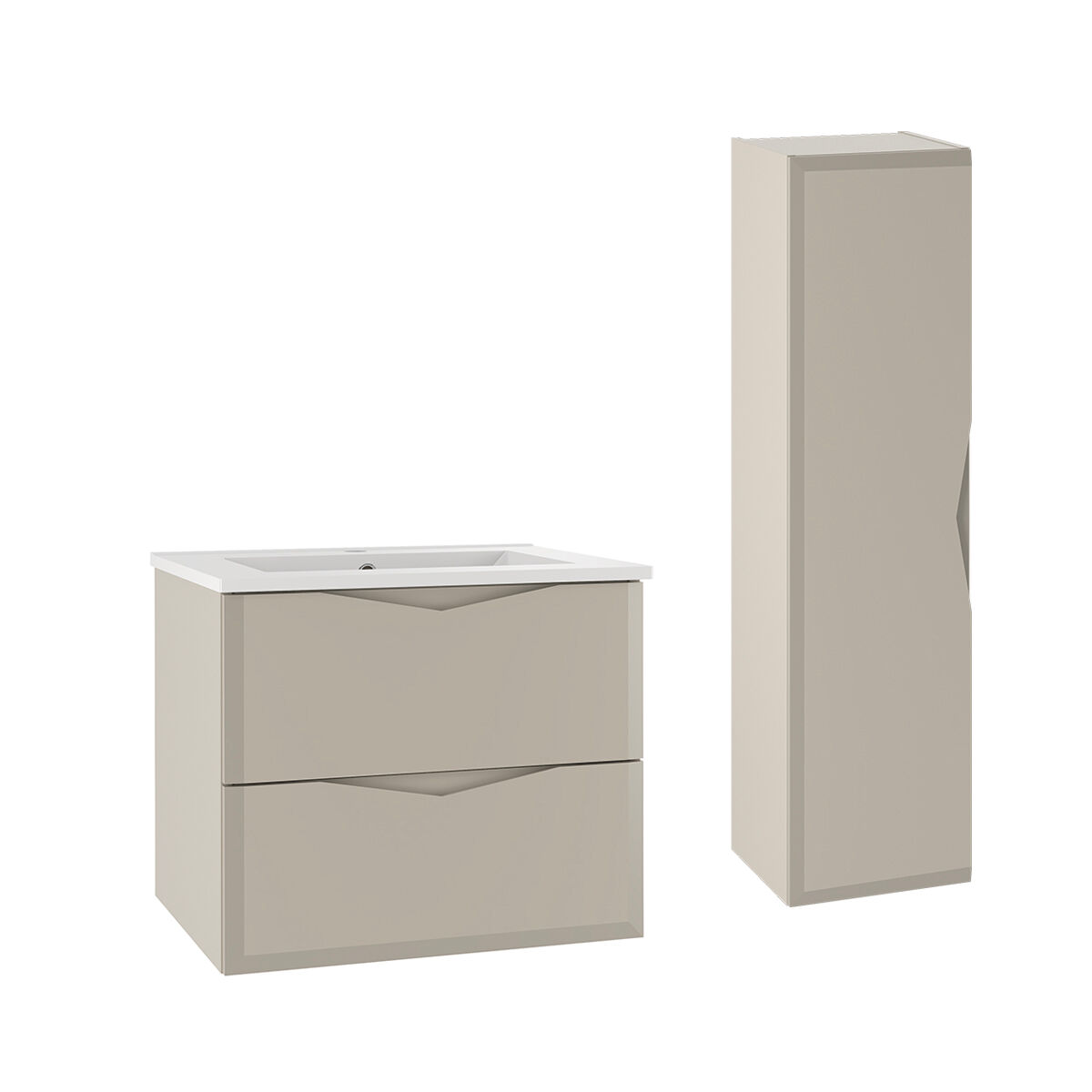 Conjunto de muebles con lavabo individual encastrado y columna Ellie