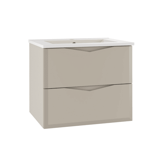 Conjunto móvel simples lavatório encastrado 60cm e coluna Ellie Caxemira