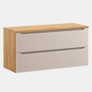 Móvel sob-lavatório 120cm 2 gavetas tampo de toucador Elora Bege e madeira