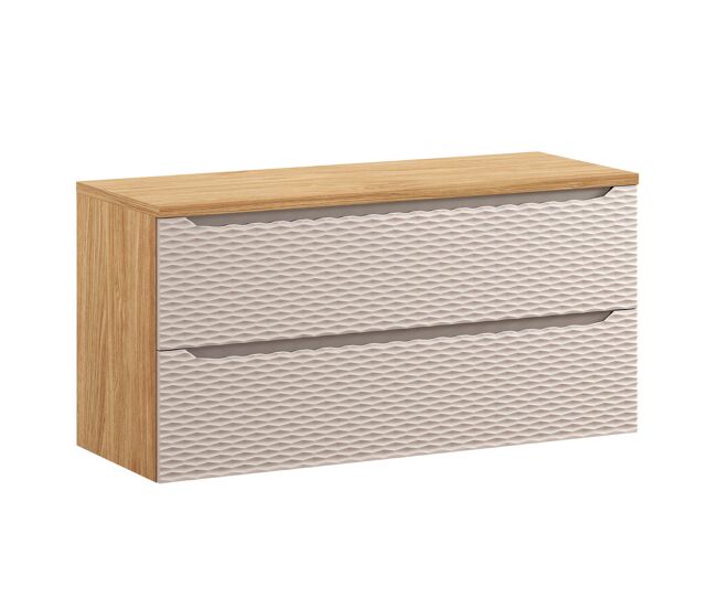 Mueble bajo lavabo 120cm 2 cajones encimera elora beige y madera
