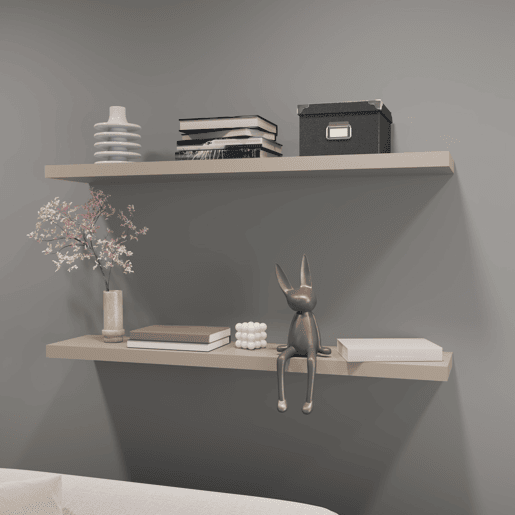 Prateleira flutuante em melamina taupe com 2 prateleiras , 3,8 cm X 120 cm X 25 cm