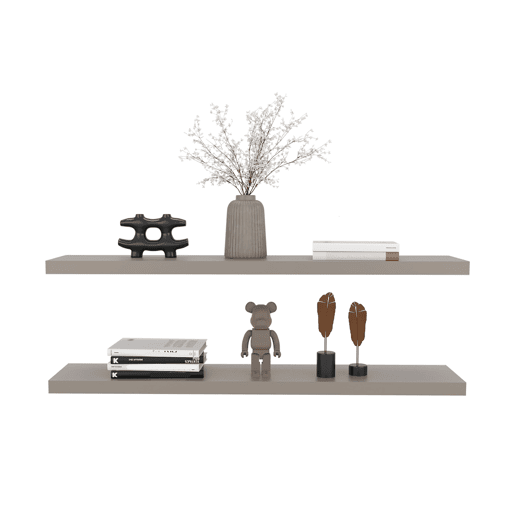 Prateleira flutuante em melamina taupe com 2 prateleiras , 3,8 cm X 120 cm X 25 cm