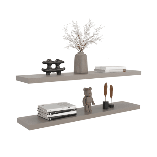 Prateleira flutuante em melamina taupe com 2 prateleiras , 3,8 cm X 120 cm X 25 cm