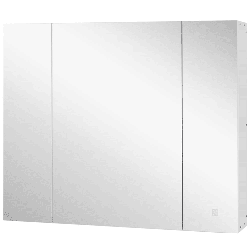 HOMCOM Armário Casa de Banho com Espelho e Luzes LED Armário com Espelho para Casa de Banho com Prateleiras Ajustáveis e USB Móvel para Casa de Banho Estilo Moderno 90x15x75 cm Branco
