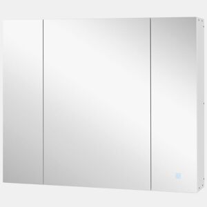 HOMCOM Armário Casa de Banho com Espelho e Luzes LED Armário com Espelho para Casa de Banho com Prateleiras Ajustáveis e USB Móvel para Casa de Banho Estilo Moderno 90x15x75 cm Branco