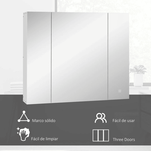 HOMCOM Armário Casa de Banho com Espelho e Luzes LED Armário com Espelho para Casa de Banho com Prateleiras Ajustáveis e USB Móvel para Casa de Banho Estilo Moderno 90x15x75 cm Branco