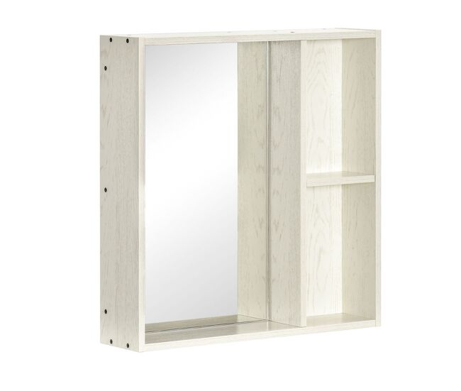 Homcom armario de baño con espejo armario con espejo para baño con estantes mueble para baño estilo moderno 63x15x65 cm blanco