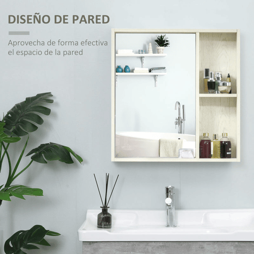HOMCOM Armário de Casa de Banho com Espelho Armário com Espelho para Casa de Banho Móvel para Casa de Banho Estilo Moderno 63x15x65 cm Branco
