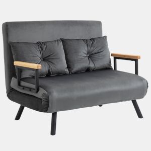 HOMCOM Sofá Cama Sofá Convertível em Cama de 2 Lugares Dobrável com Encosto Ajustável em 5 Níveis e 2 Almofadas Acolchoadas para Escritório Dormitório Sala de Estar 102x73x81 cm Cinza