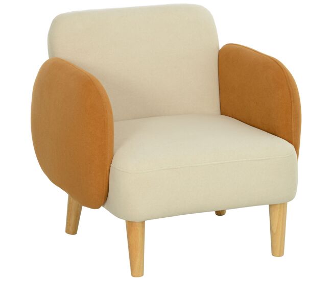 Homcom sillón de salón tapizado en terciopelo butaca para dormitorio con reposabrazos y patas de madera sillón pequeño carga 120 kg para dormitorio