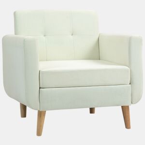 HOMCOM Poltrona Sala de Estar Moderna Poltrona Dormitório com Apoio para os Braços e Pés de Madeira Sofá Individual para Escritório Carga 125 kg 78x70x75 cm Creme