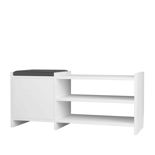 Banco para sapatos Alexandra House Living Branco Cinzento 100 x 44 x 35 cm 2 Prateleiras 1 porta