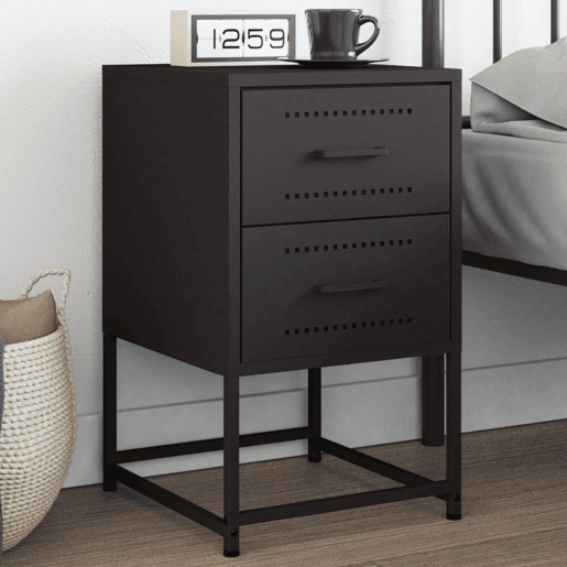vidaXL Mesa de cabeceira 36x39x60,5 cm aço preto vidaXL Mesa de cabeceira 36x39x60,5 cm aço preto