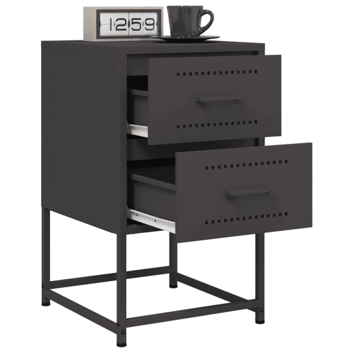 vidaXL Mesa de cabeceira 36x39x60,5 cm aço preto vidaXL Mesa de cabeceira 36x39x60,5 cm aço preto