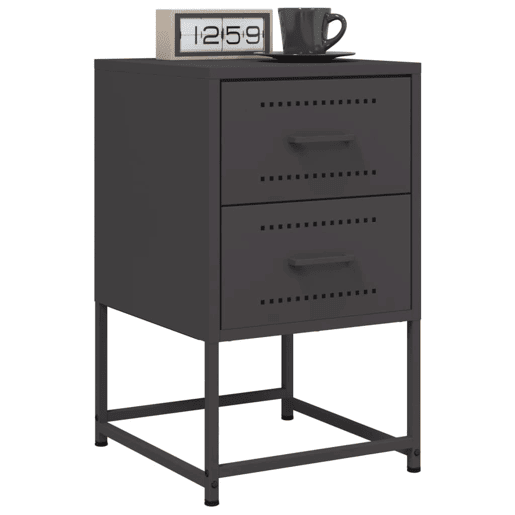 vidaXL Mesa de cabeceira 36x39x60,5 cm aço preto vidaXL Mesa de cabeceira 36x39x60,5 cm aço preto