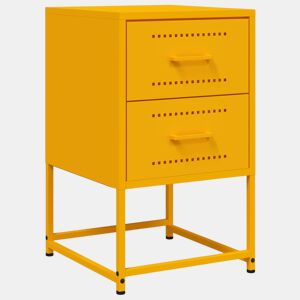 vidaXL Mesa de cabeceira 36x39x60,5 cm aço amarelo mostarda