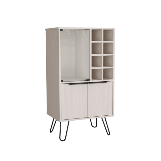armário bar em melamina aster com 8 suportes para garrafas, 9 suportes para copos e arrumação inferior , Branco , 109,4 cm X 59,6 cm X 40 cm armário bar em melamina aster com 8 suportes para garrafas, 9 suportes para copos e arrumação inferior , Branco , 109,4 cm X 59,6 cm X 40 cm