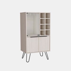 armário bar em melamina aster com 8 suportes para garrafas, 9 suportes para copos e arrumação inferior , Branco , 109,4 cm X 59,6 cm X 40 cm