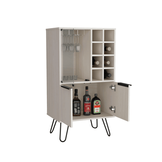 armário bar em melamina aster com 8 suportes para garrafas, 9 suportes para copos e arrumação inferior , Branco , 109,4 cm X 59,6 cm X 40 cm armário bar em melamina aster com 8 suportes para garrafas, 9 suportes para copos e arrumação inferior , Branco , 109,4 cm X 59,6 cm X 40 cm