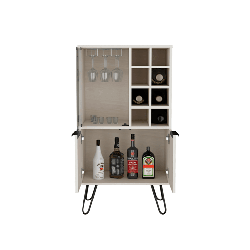 armário bar em melamina aster com 8 suportes para garrafas, 9 suportes para copos e arrumação inferior , Branco , 109,4 cm X 59,6 cm X 40 cm armário bar em melamina aster com 8 suportes para garrafas, 9 suportes para copos e arrumação inferior , Branco , 109,4 cm X 59,6 cm X 40 cm