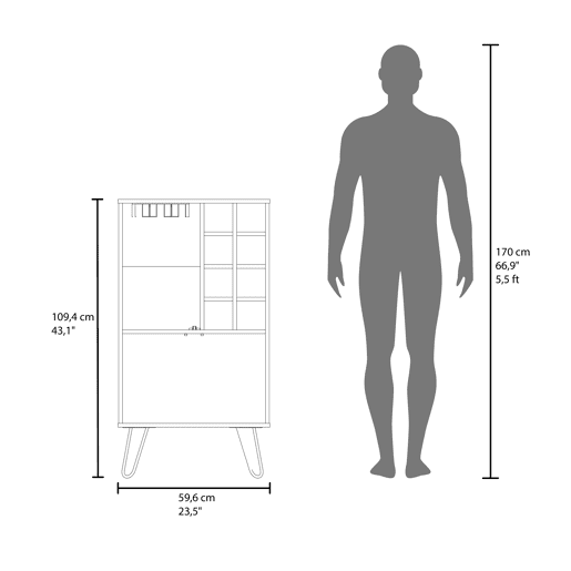 armário bar em melamina aster com 8 suportes para garrafas, 9 suportes para copos e arrumação inferior , Branco , 109,4 cm X 59,6 cm X 40 cm armário bar em melamina aster com 8 suportes para garrafas, 9 suportes para copos e arrumação inferior , Branco , 109,4 cm X 59,6 cm X 40 cm