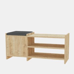 Banco para sapatos Alexandra House Living Castanho Cinzento 100 x 44 x 35 cm 2 Prateleiras 1 porta