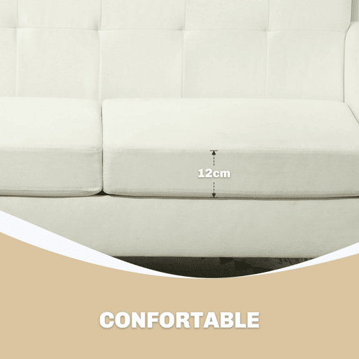HOMCOM Sofá de 2 Lugares Sofá Estofado em Linho Sintético Sofá Sala de Estar com Apoio para os Braços e Pés de Madeira Sofá Pequeno Carga 250 kg 138,5x70x75 cm Creme