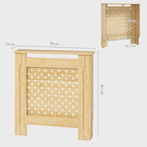 HOMCOM Cobertura de Radiador de MDF Proteção para Radiador para Sala de Estar Dormitório Corredor 78x19x82 cm Carvalho