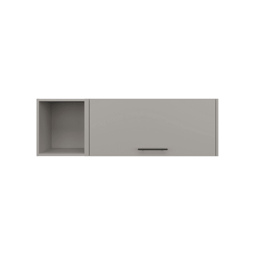 Armário de parede em melamina com 3 prateleiras e porta superior com dobradiças, Cinzento, 37,8 cm X 119,9 cm X 33 cm