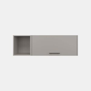 Armário de parede em melamina com 3 prateleiras e porta superior com dobradiças, Cinzento, 37,8 cm X 119,9 cm X 33 cm