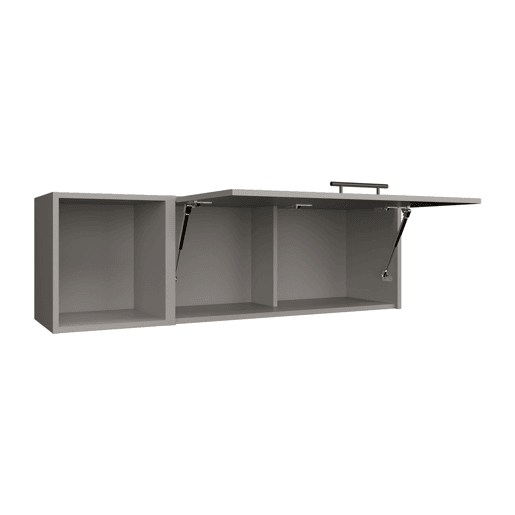 Armário de parede em melamina com 3 prateleiras e porta superior com dobradiças, Cinzento, 37,8 cm X 119,9 cm X 33 cm