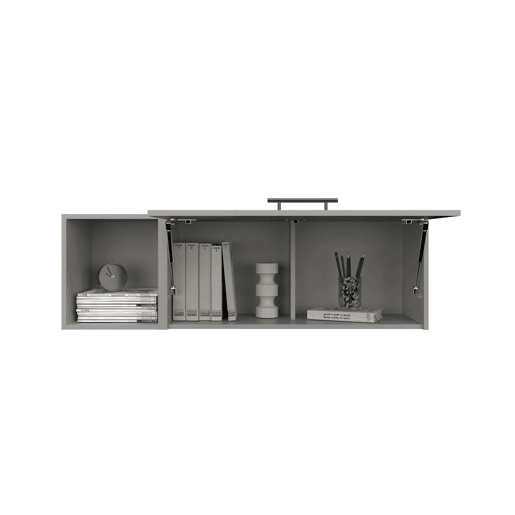 Armário de parede em melamina com 3 prateleiras e porta superior com dobradiças, Cinzento, 37,8 cm X 119,9 cm X 33 cm