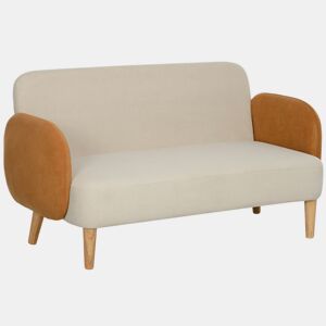 HOMCOM Sofá de 2 Lugares Estofado em Veludo Sofá de Sala de Estar com Apoio para os Braços e Pés de Madeira Sofá Pequeno Carga 240 kg para Dormitório Escritório 130x74x76 cm Bege e Ocre